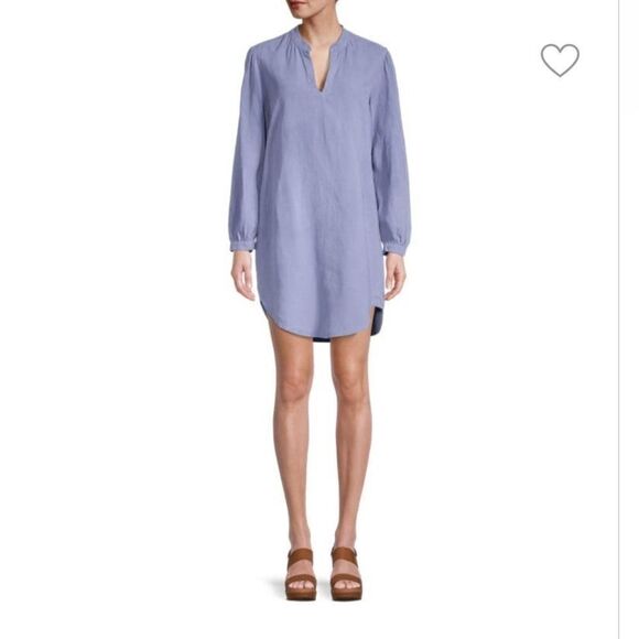 Anthropologie Split Neck Shirt Dress Midnight (blue)  Small - Picture 1 of 8